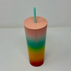 RARE Starbucks 2019 Pride Rainbow Ombre 24 oz Stainless Steel Venti Tumbler Cup